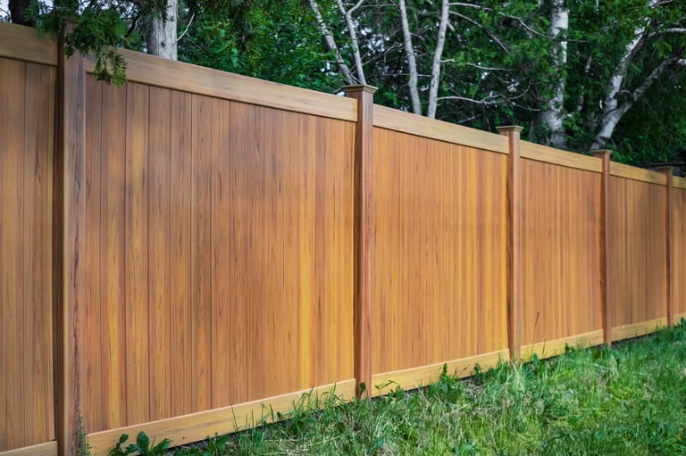 Wooden fence with lawn