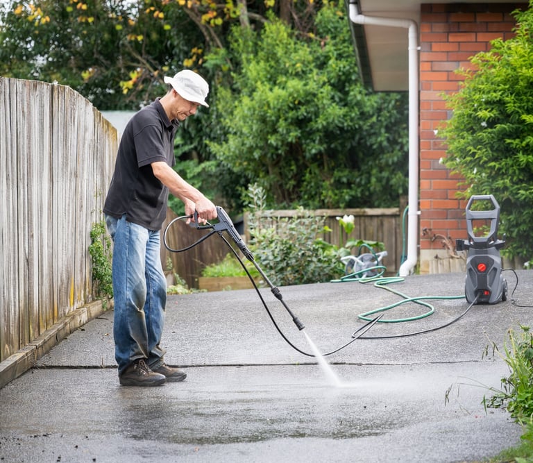 Pressure washing driveway