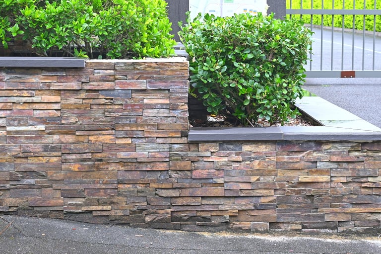 Stacked stone wall