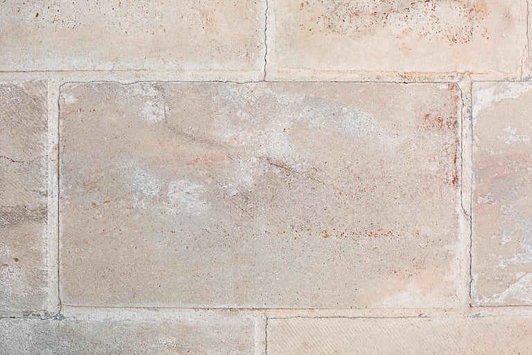 Sandstone wall and paving
