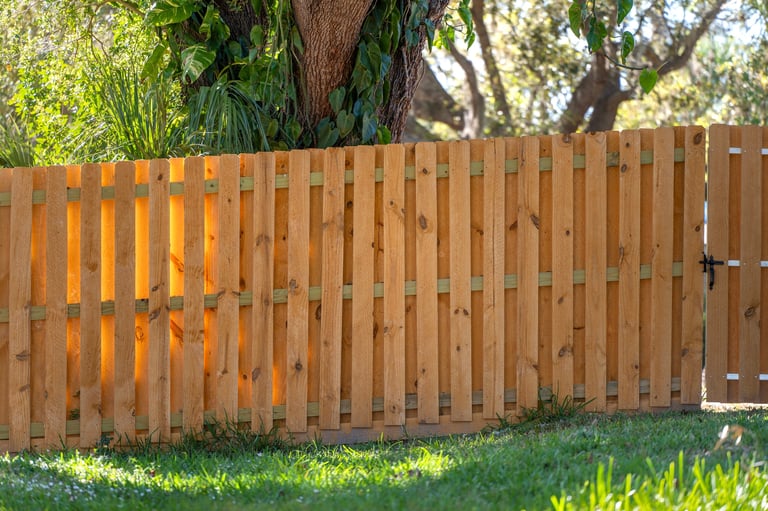 Timber fence backyard