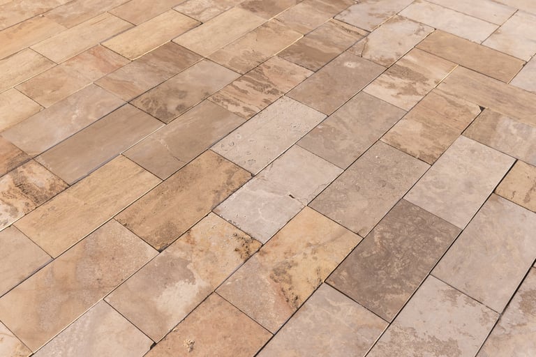 Natural sandstone paving